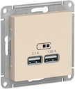 Розетка USB AtlasDesign (2xUSB, под рамку, с/у, бежевая)