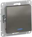 Выключатель одноклавишный AtlasDesign (10 А, под рамку, подсветка, с/у, сталь)