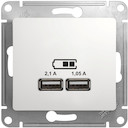 Розетка USB Glossa (2xUSB, под рамку, с/у, белая)