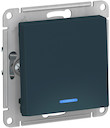 Выключатель одноклавишный AtlasDesign (10 А, под рамку, подсветка, с/у, изумруд)