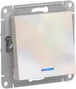 Переключатель одноклавишный AtlasDesign (10 А, под рамку, подсветка, с/у, жемчуг)