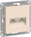 Розетка двойная компьютерная AtlasDesign (2xRJ45, под рамку, с/у, бежевая)