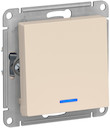 Выключатель одноклавишный AtlasDesign (10 А, под рамку, подсветка, с/у, бежевый)
