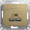 Розетка USB Glossa (2xUSB, под рамку, с/у, титан)