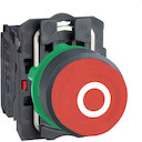 Кнопка, пластик, выступающий, красный &Oslash;22, пружинный возврат с маркировкой O 1 НЗ