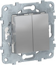 UNICA NEW переключатель 2-клав, перекрестный, 2 x сх. 7, 10 AX, 250 В, алюминий