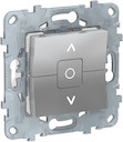 UNICA NEW выключатель 2-клавишный, для жалюзи, с фиксацией, сх. 4, алюминий