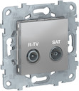 UNICA NEW розетка R-TV/SAT, проходная, алюминий
