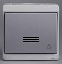 Кнопочный выключатель с подсветкой с символом и quot;свет и quot;, 0/у, серый, в сборе, IP55