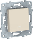Выключатель одноклавишный Unica New (10 А, под рамку, подсветка, с/у, бежевый)