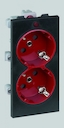 Розетка S-модуль двойная Connect (16 А, з/к, под рамку, скрытая установка, красно-графитовая)