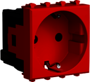 ДКС 4401002 Розетка модульная, 2P+E, с з/ш, Avanti, Красный квадрат, 2 модуля