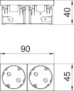 Розетка 2-м Modul45connect 10/16А 250В STD-D3C AL2 33град. серебр. OBO 6120492