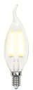 Лампа светодиодная LED 6вт 200-250В свеча на ветру матовое 500Лм Е14 3000К Uniel Sky филамент