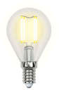 Лампа светодиодная LED 6вт 200-250В шар прозрачное 500Лм Е14 3000К Uniel Sky филамент
