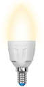 Лампа светодиодная LED-C37-6W/WW/E14/FR/DIM PLP01WH 6Вт свеча 3000К тепл. бел. E14 560лм 220В диммир. упак. картон Uniel UL-00000690