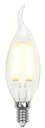 Лампа светодиодная LED-CW35-5W/WW/E14/CL/DIM GLA01TR форма "свеча на ветру" прозр. Air свет теплый бел. 3000К упак. картон. диммир. Uniel UL-00002863