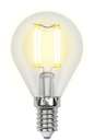 Лампа светодиодная LED 5вт 200-250В шар диммируемый 450Лм Е14 3000К Uniel Air филамент