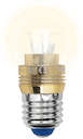 Лампа светодиодная пятилепестковая LED-G45P-5W/WW/E27/CL ALC02GD форма "шар" прозр. колба корпус алюм. свет теплый бел. цвет корпуса зол. Crystal упак. пластик Uniel 10063