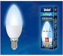 Лампа светодиодная с трехступенчатым диммером 100-50-10 LED 6вт 175-250В свеча 510Лм Е14 4000К Uniel Multibrigh