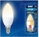 Лампа светодиодная с трехступенчатым диммером 100-50-10 LED 6вт 175-250В свеча 510Лм Е14 3000К Uniel Multibrigh