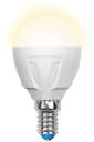 Лампа светодиодная LED-G45-7W/WW/E14/FR PLP01WH форма "шар" мат. Palazzo свет теплый бел. упак. картон Uniel UL-00000773
