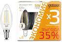 Лампа светодиодная Filament Свеча E14 5Вт 2700К ПРОМО (уп.3шт) GAUSS 103801105T