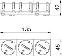 Розетка 3-м 10/16А 250В STD-D3 SWGR3 33град. с заземл. черн. OBO 6120130