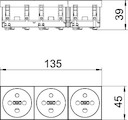 Розетка 3-м 16А 250В STD-F0K SRO3 прям. 0град. с заземл. красн. OBO 6120316