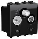 Розетка TV-FM-SAT модульная, Avanti, Черный квадрат, 2 модуля