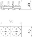 Розетка 2-м 16А 250В STD-F0K SRO2 прям. 0град. с заземл. красн. OBO 6120314