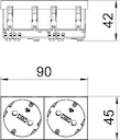 Розетка 2-м 10/16А 250В STD-D3 AL2 33град. с заземл. серебр. OBO 6120112