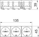 Розетка 3-м 10/16А 250В STD-F0 AL3 0град. франц. станд. серебр. OBO 6120201