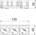 Розетка 3-м 10/16А 250В STD-F3 AL3 33град. франц. станд. серебр. OBO 6120272