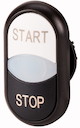 Кнопка двойная с сигнальной лампой; с обозначением "start" "stop" бел./черн.; лицевое кольцо M22S-DDL-WS-GB1/GB0 черн. EATON 216709