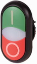 Кнопка двойная с сигнальной лампой; лампа и кнопка I - плоские кнопка О выступающая; черн. лицевое кольцо M22S-DDLM-GR-X1/X0 EATON 284831